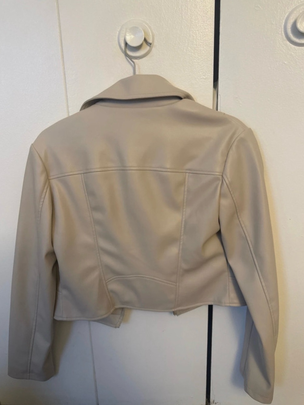 Guess Cropped Faux Leather Jacket - Beige
